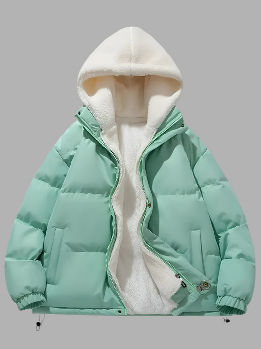 Gewatteerde jas met capuchon en voering