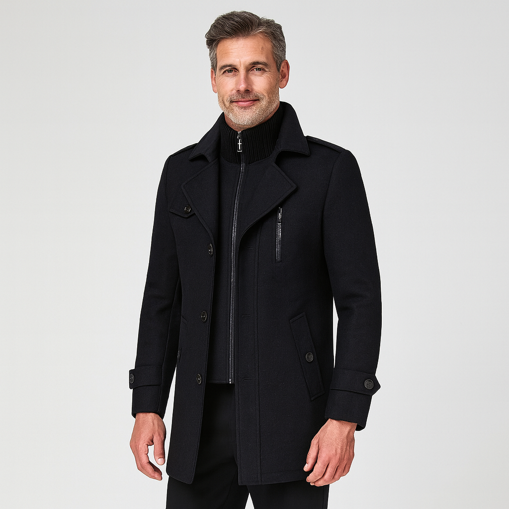 Herrjacka med knappstängning och krage