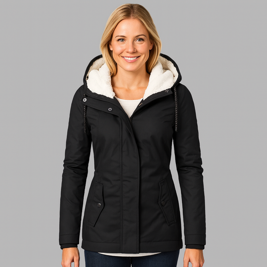 Damjacka med huva och dragkedja