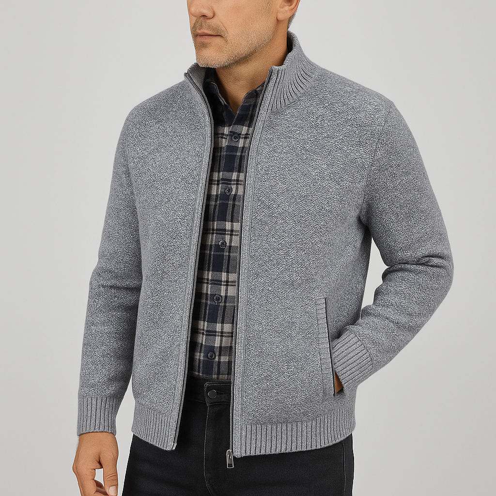 Herrväst med dragkedja och ståkrage