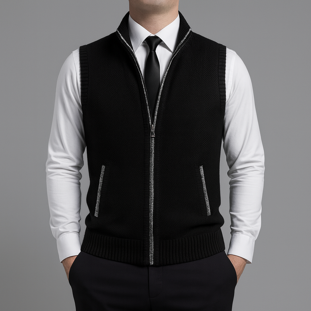 Herrvärmare med dragkedja och ståkrage