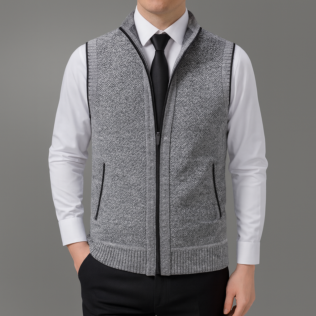 Herrvärmare med dragkedja och ståkrage