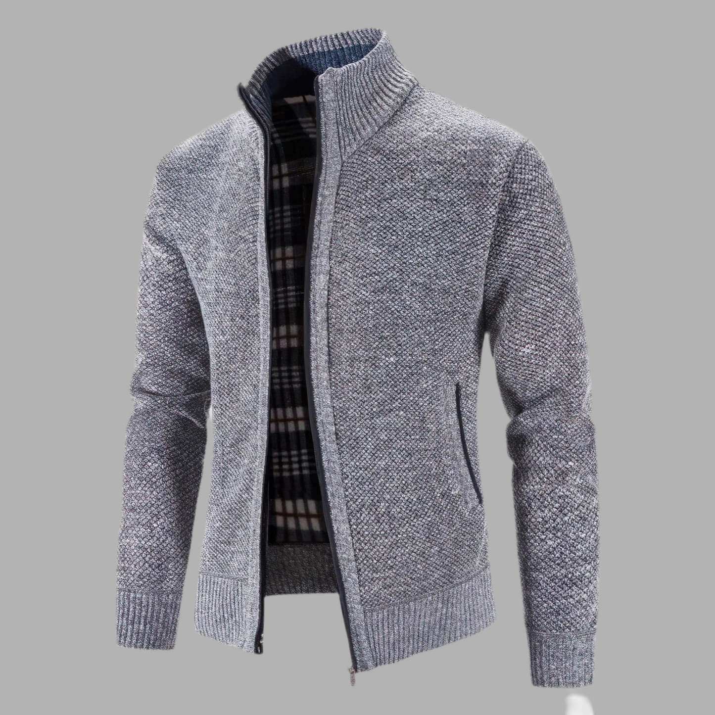 Herrväst med dragkedja och ståkrage