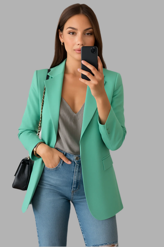 Dames blazer med reversskraag och knoopsluiting