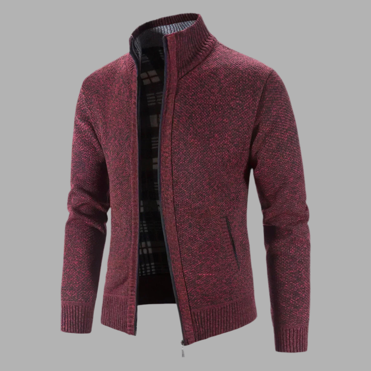 Herrväst med dragkedja och ståkrage