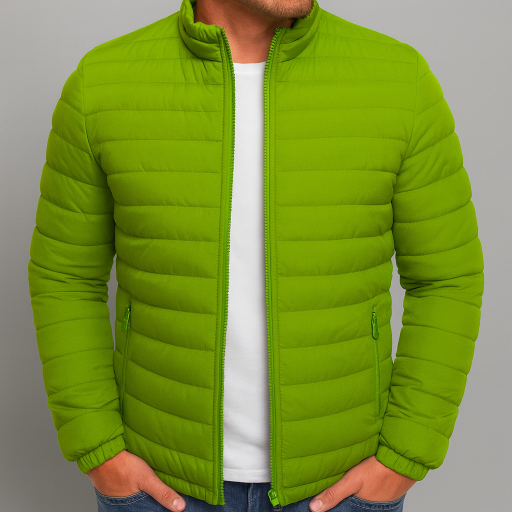 Vadderad herrjacka med dragkedja och ståkrage