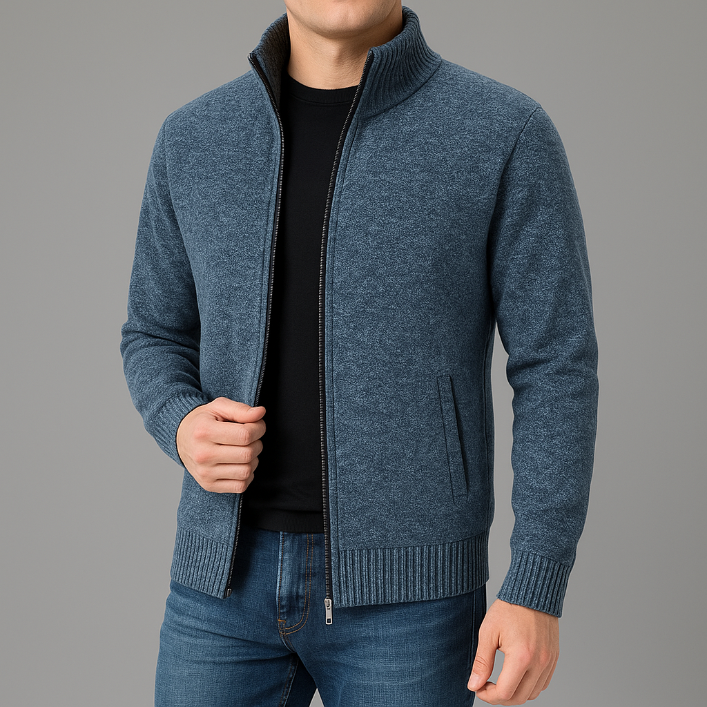 Herrväst med dragkedja och ståkrage